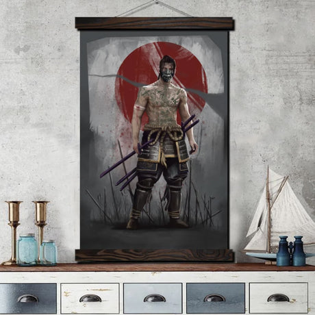 Tableau japonais samouraï torse nu