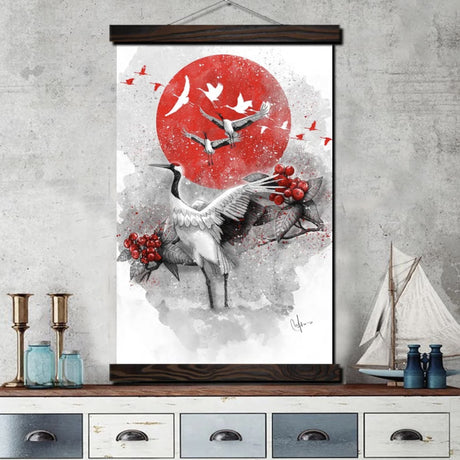 Tableau japonais grue