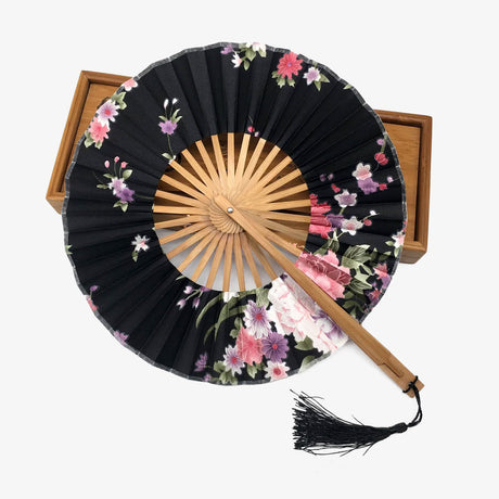 eventail japonais rond noir