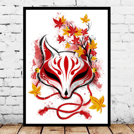 tableau-japonais-masque-renard-rouge